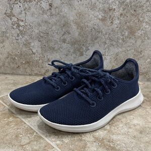 Allbirds Women's Navy Blue Mesh Sneakers with white soles.